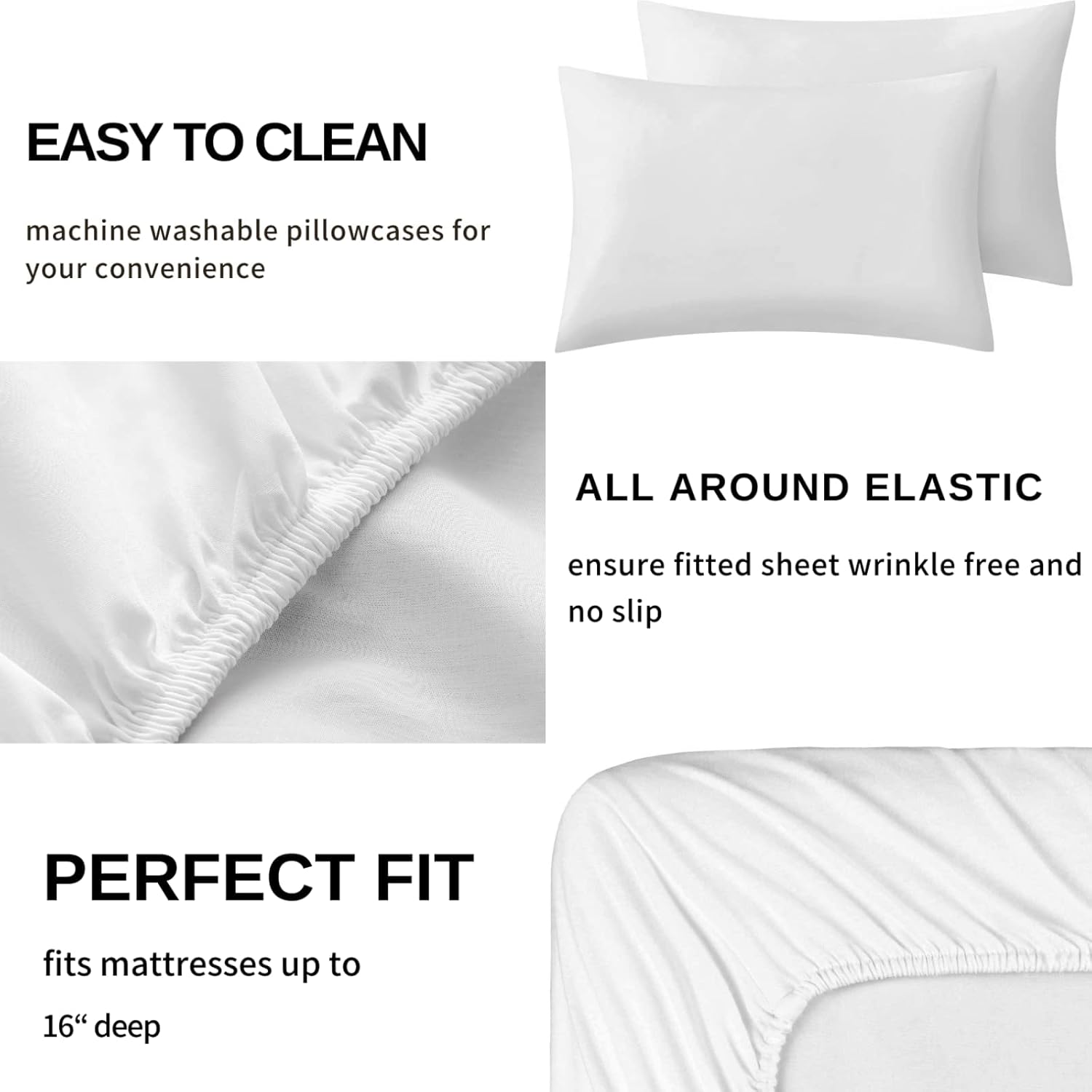 zcsm Wildflower Sábanas tamaño Queen  Sábanas de cama botánicas florales, microfibra suave y bolsillo profundo, sábanas y fundas de almohada