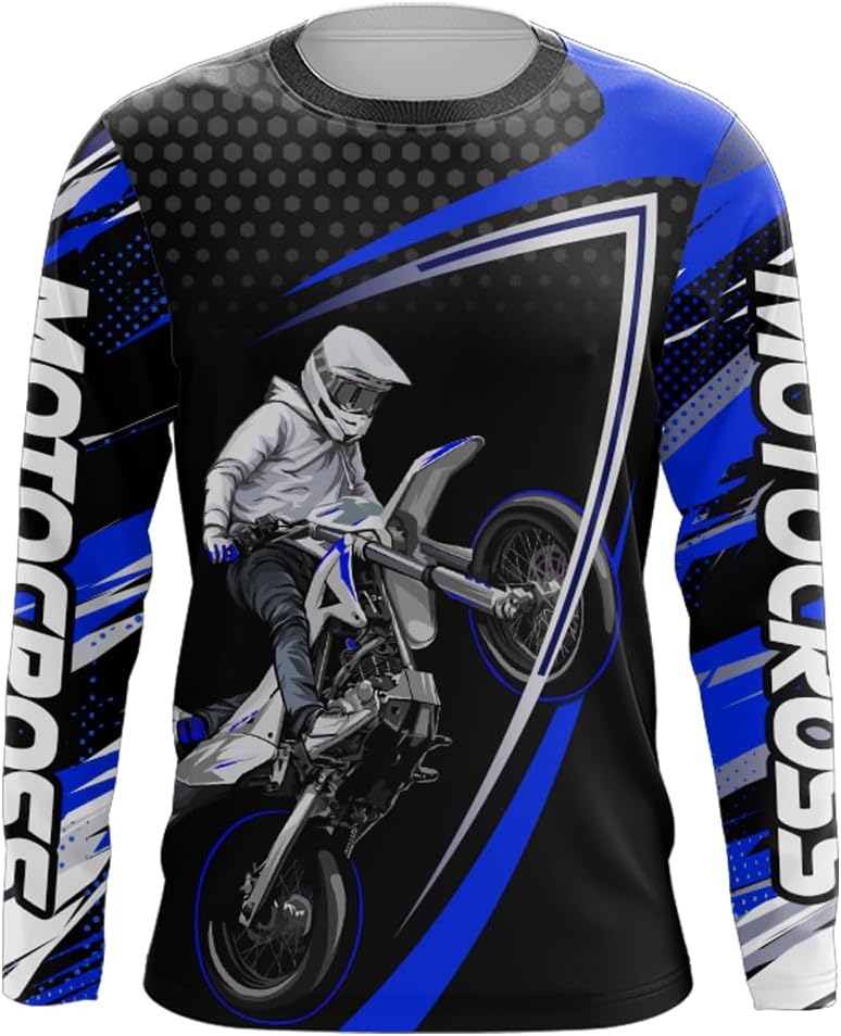 Motocross Racing Jersey UPF30+ Youth Motorcycle Shirt MX Racing Dirt Bike Jersey Off-Road Shirt Kid Men Women XM173