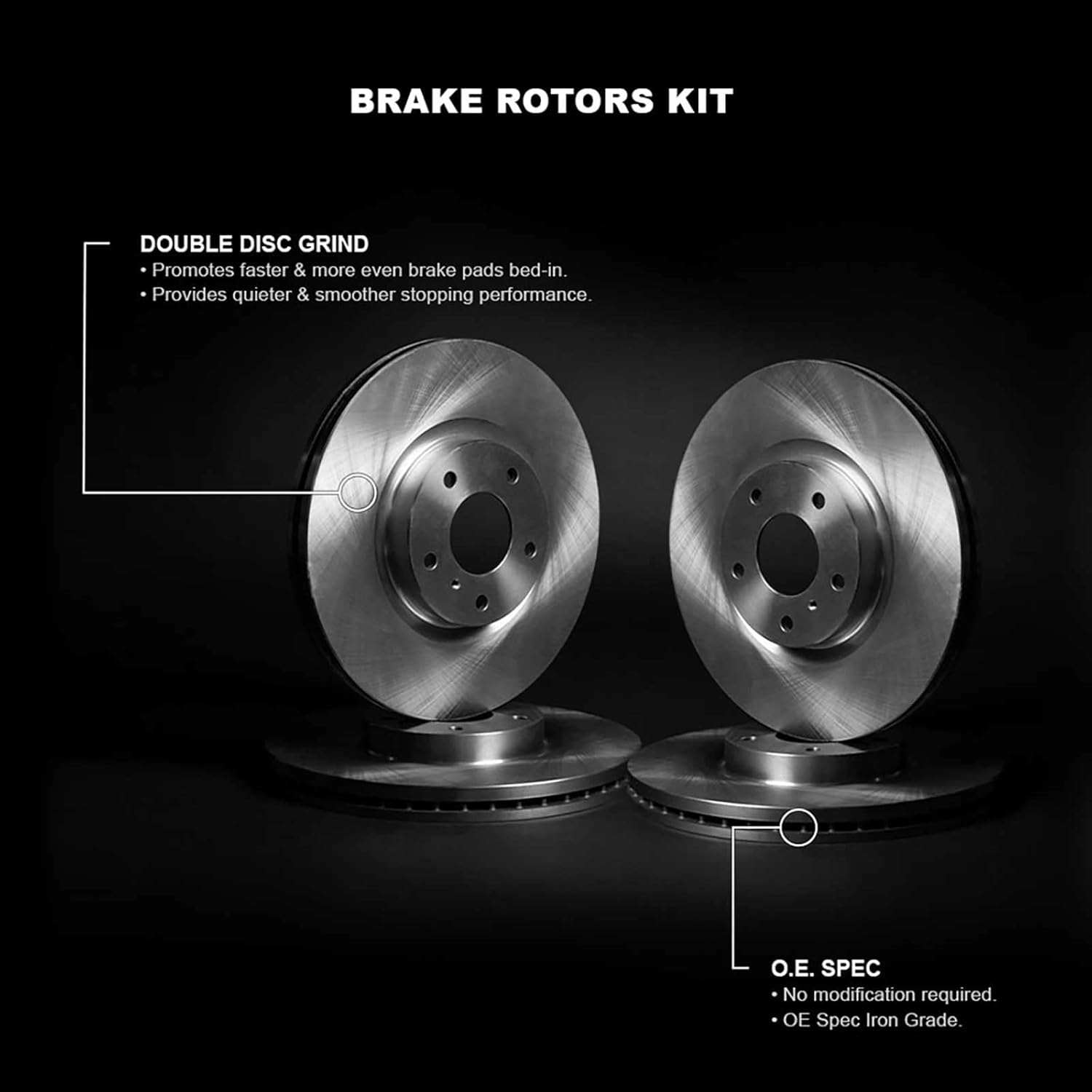 R1 Concepts Kit de rotor de freno trasero delantero  Rotores de freno, disco de freno, compatible con Daewoo Leganza 1999-2002