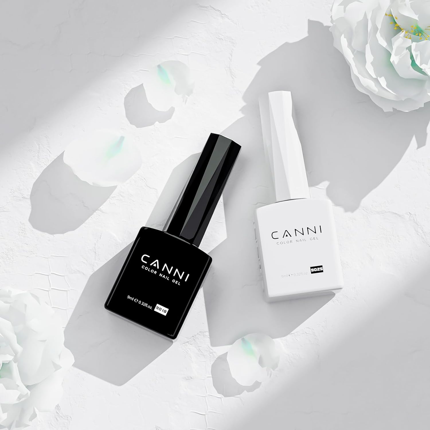 CANNI Juego de 2 esmaltes de uñas de gel blanco y negro sin hema, kit de esmalte de gel blanco y negro, kit de manicura de gel de uñas LED para