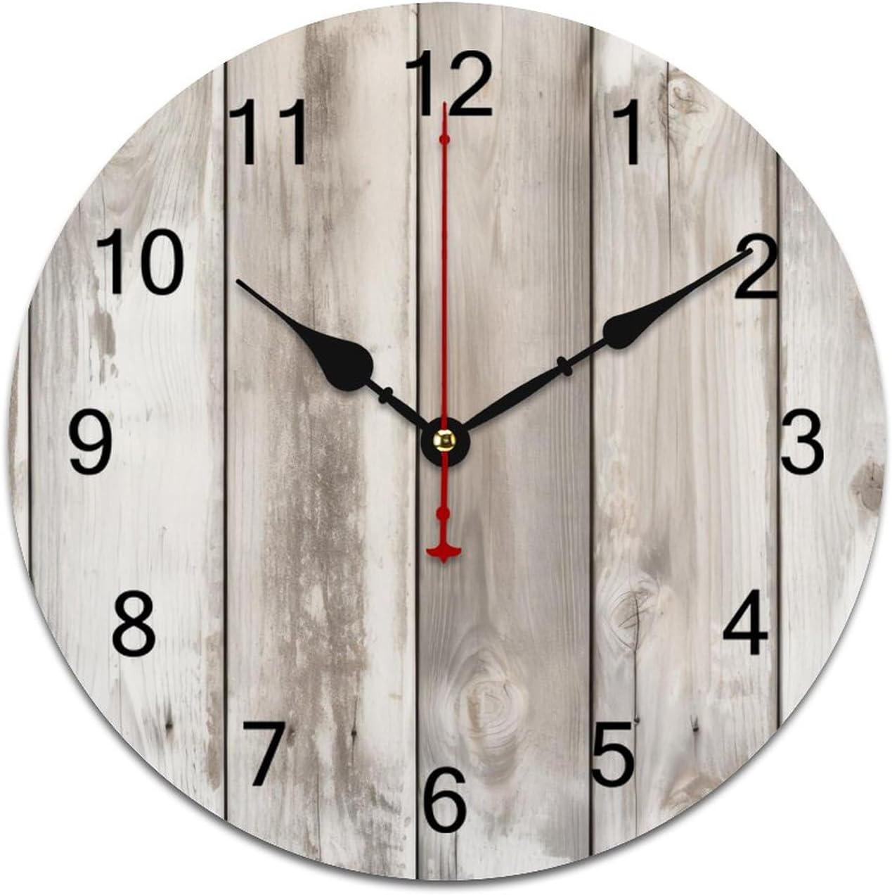 Reloj de pared vintage de 24 pulgadas, silencioso, funciona con pilas, reloj redondo de madera para casa de campo, vacaciones, decoración del hogar,