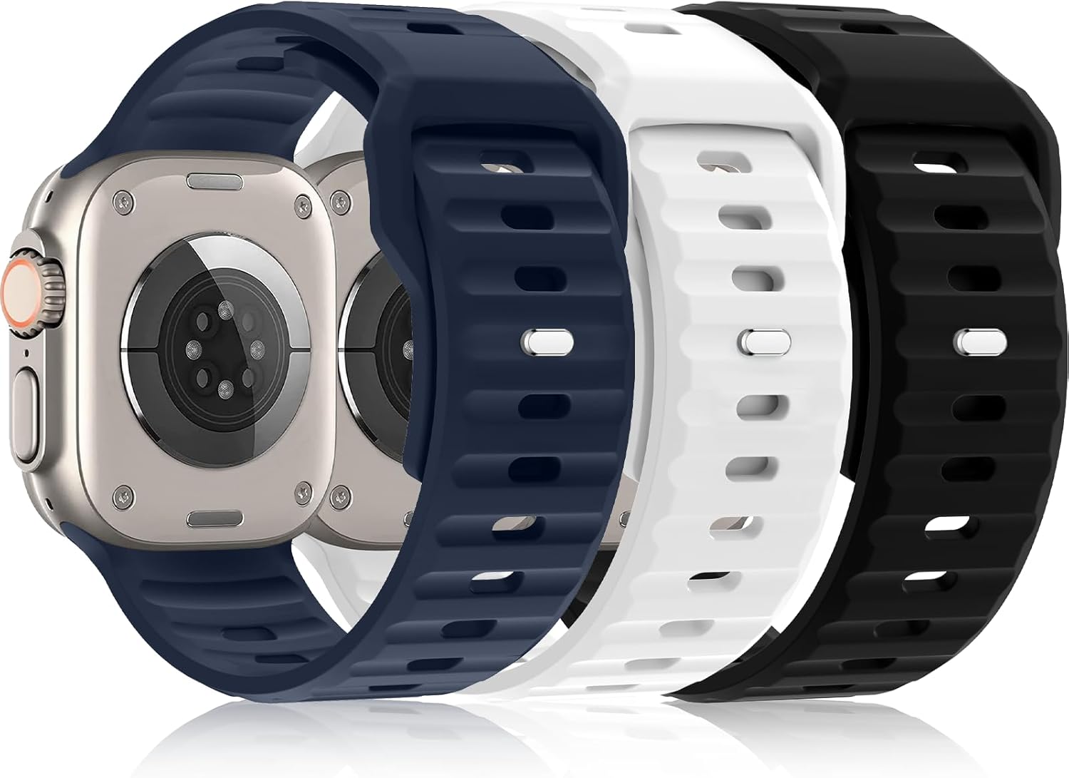 Paquete de 3 correas deportivas compatibles con Apple Watch Ultra Band de 1.929 in para hombres y mujeres, correa ajustable de silicona impermeable