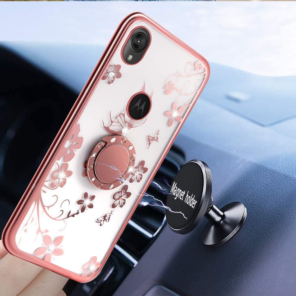 Funda transparente con diseño de mariposa compatible con Moto E6, funda transparente floral que nunca se desvanece, diseño de moda para mujeres y