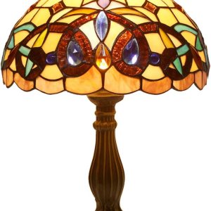 WERFACTORY Lámpara de mesa estilo Tiffany con vitrales de serenidad victoriana, lámpara de noche de escritorio, luz de lectura, 12 x 12 x 18 WERFACTORY Lámpara de mesa estilo Tiffany con vitrales de serenidad victoriana, lámpara de noche de escritorio, luz de lectura, 12 x 12 x 18