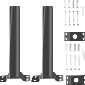 Paquete de 2 soportes de montaje en poste de luz, kit de extensión de soporte de montaje en poste solar, bandera de pared, tubos de metal negro, Paquete de 2 soportes de montaje en poste de luz, kit de extensión de soporte de montaje en poste solar, bandera de pared, tubos de metal negro,