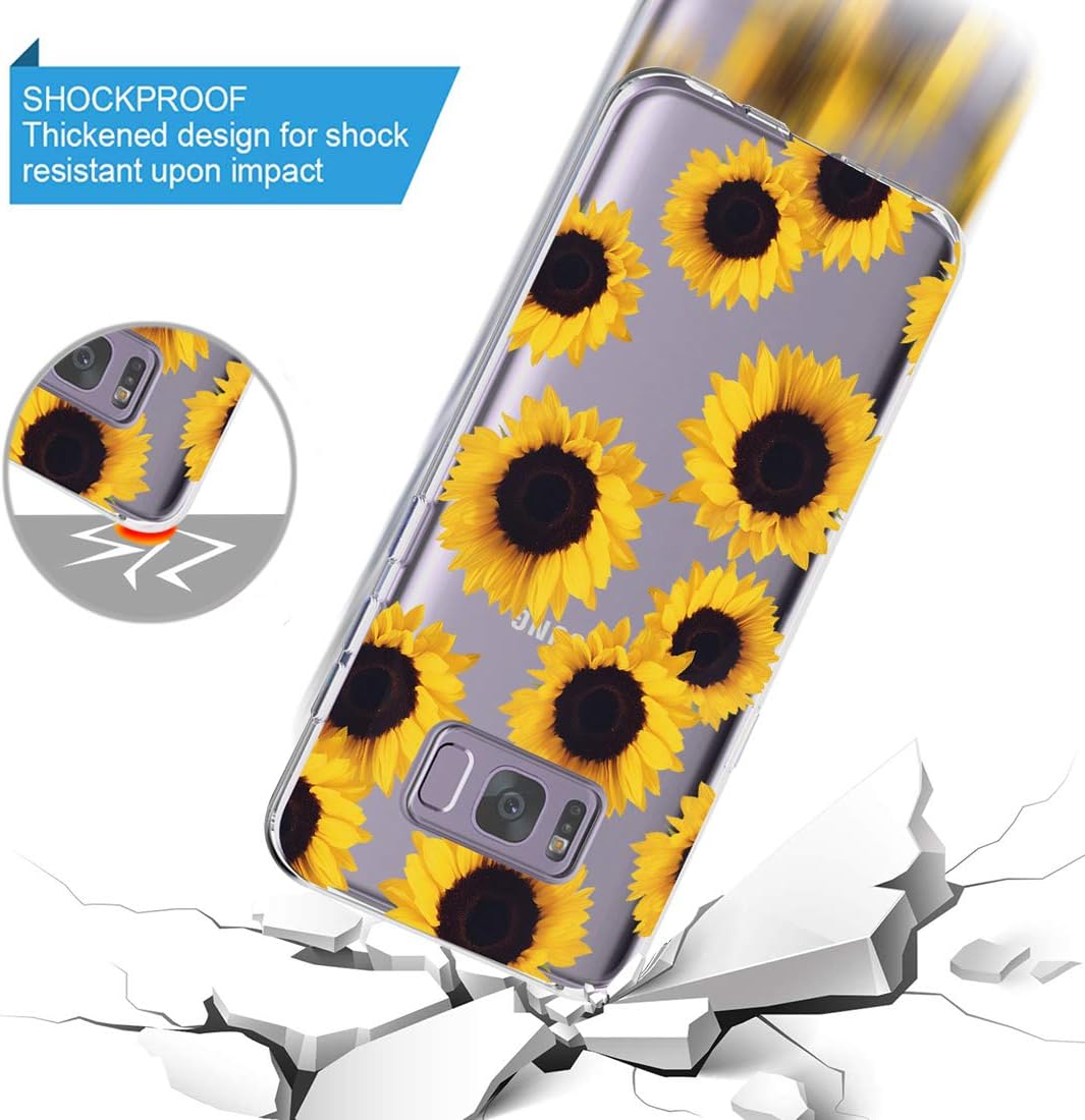 sidande Funda para Galaxy S8, Galaxy S8 con flores, a prueba de golpes, transparente, suave, flexible, TPU delgada, para Samsung Galaxy S8 (versión
