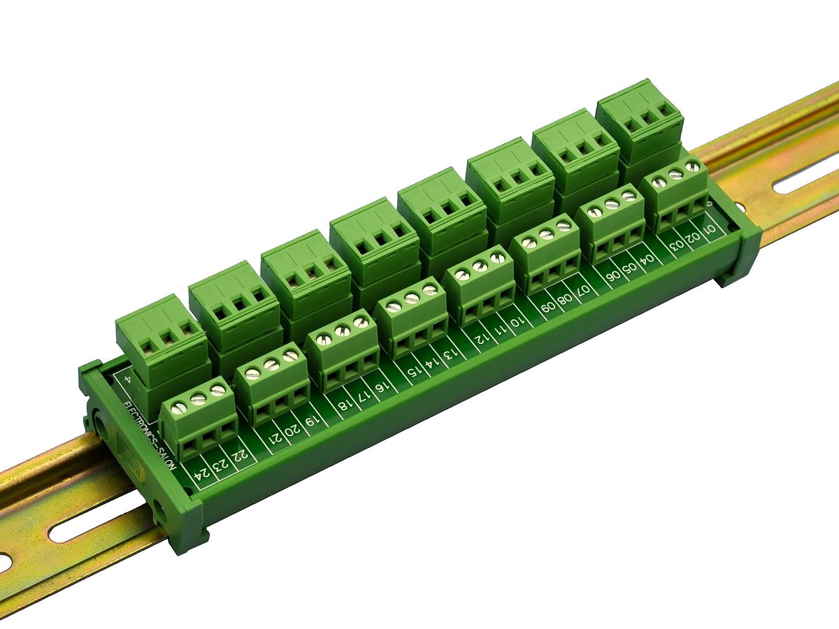 Electronics-Salon Módulo de distribución de bloque de terminales de tornillo de 8×3 posiciones 10A300V enchufable para montaje en carril DIN