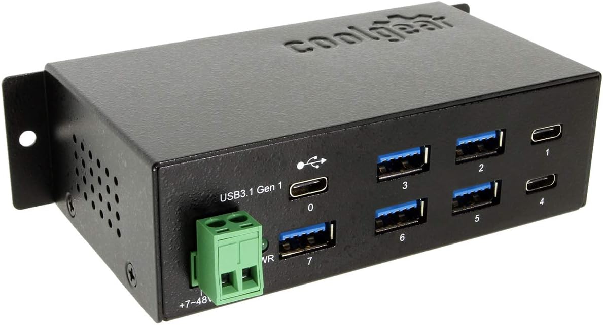 Coolgear Hub USB 3.2 Gen 1 tipo C de 7 puertos con protección contra sobretensiones ESD y USB-C Upstream
