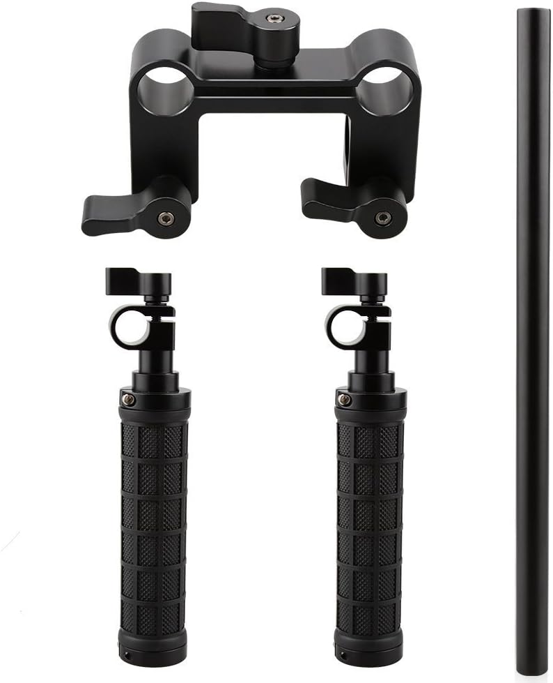 CAMVATE Empuñaduras de mango Montaje de abrazadera de manillar delantero para 0.591 in Rod Support System Shoulder Rig(negro) – 1049