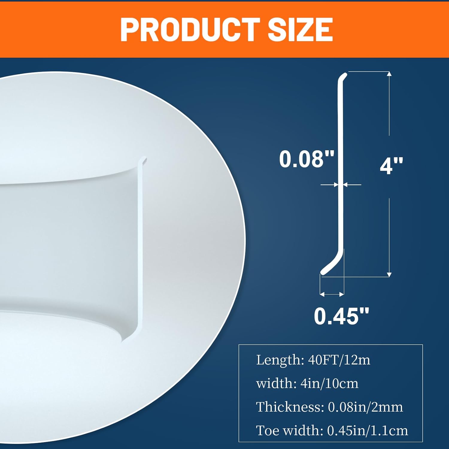 YUZZY Moldura para zócalo, 4 pulgadas de ancho x 40 pies de largo, base de pared de vinilo autoadhesivo flexible, base de pared de goma para