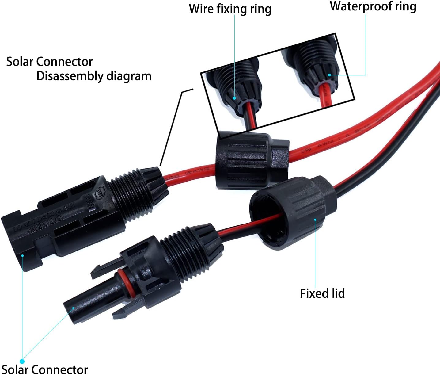 Cable de extensión solar a XT60 de 10 pies, 10 AWG, conector de panel solar a adaptador XT60, cable de carga compatible con EcoFlow River y Delta 2