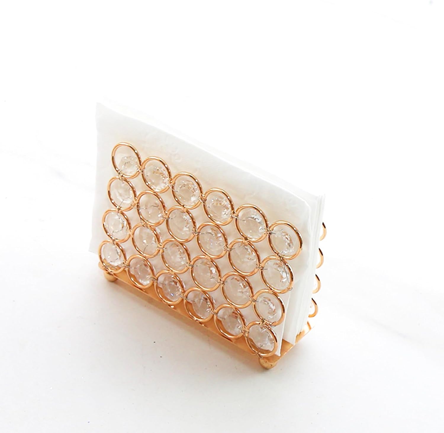 Servilletero para mesa, soporte dorado con diamantes de imitación, soporte de decoración de mesa de comedor, dispensador de servilletas ideal para