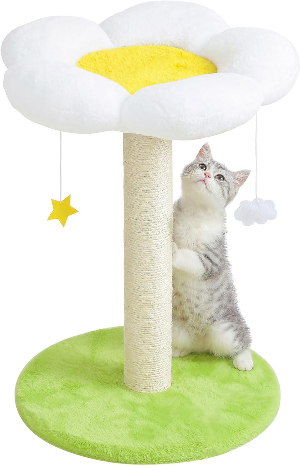 Hovicaed Lindo poste rascador para gatos, árbol de flores para gatos de interior, rascador de gatos con cama, postes de sisal para rascar, cama para