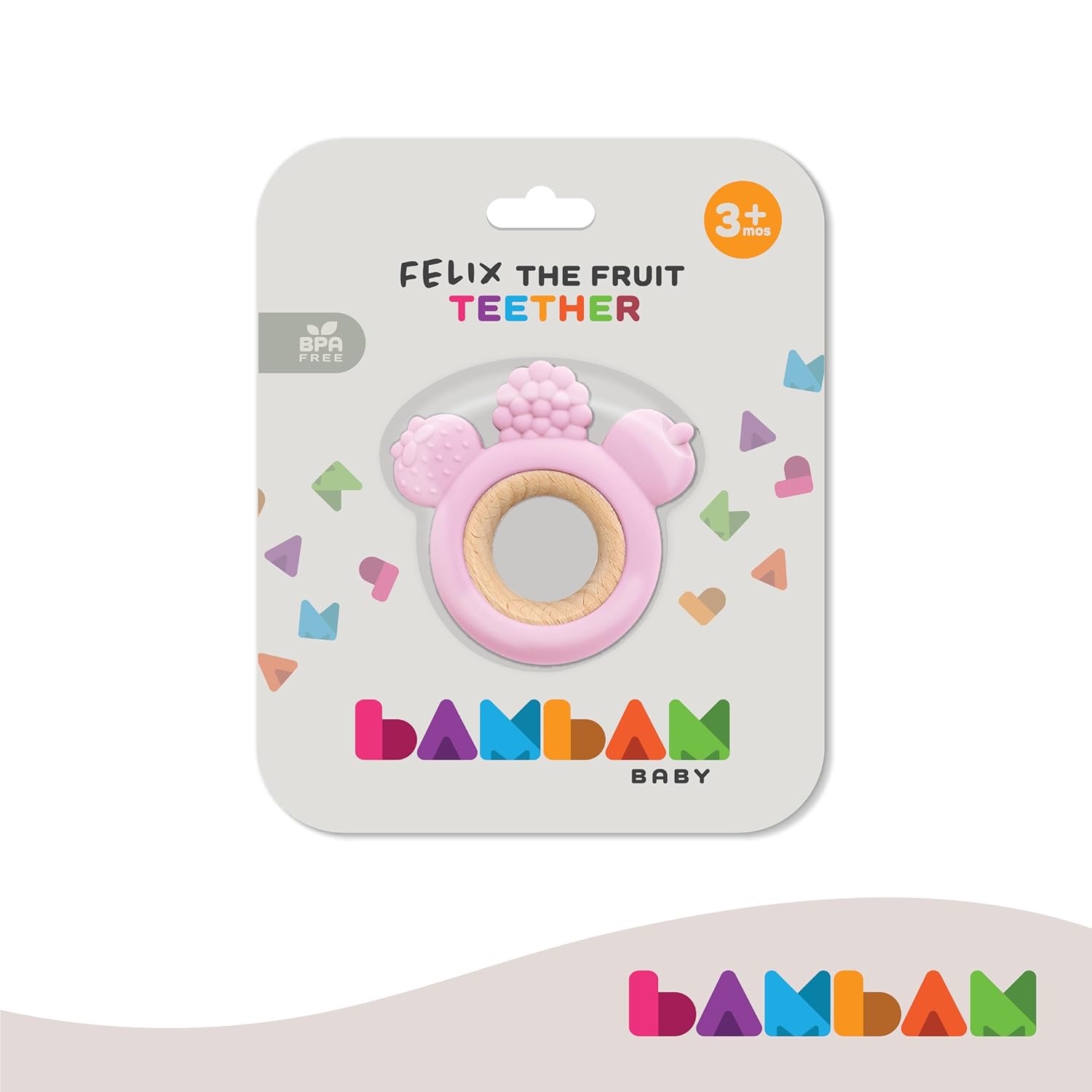 BAMBAM Baby Felix The Fruit – Anillo de dentición de silicona de alta calidad, 100% silicona libre de BPA, probado para seguridad infantil, juguetes