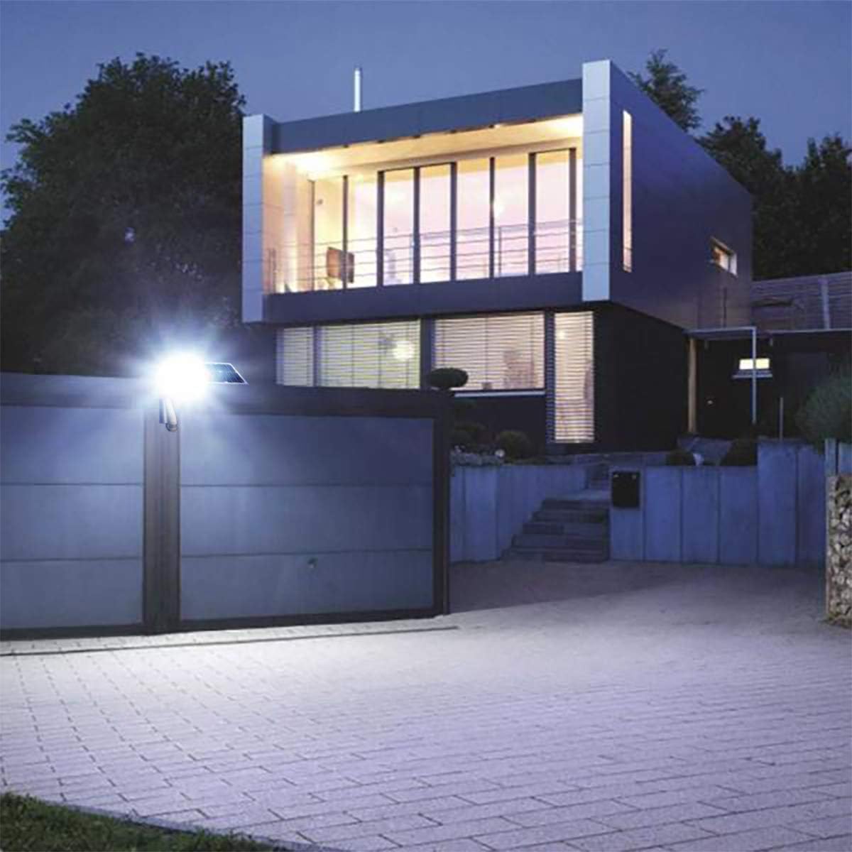 1000LM CREE LED 1st AI Smart 180 grados activado por movimiento al aire libre energía solar inundación punto de inundación estacionamiento jardín