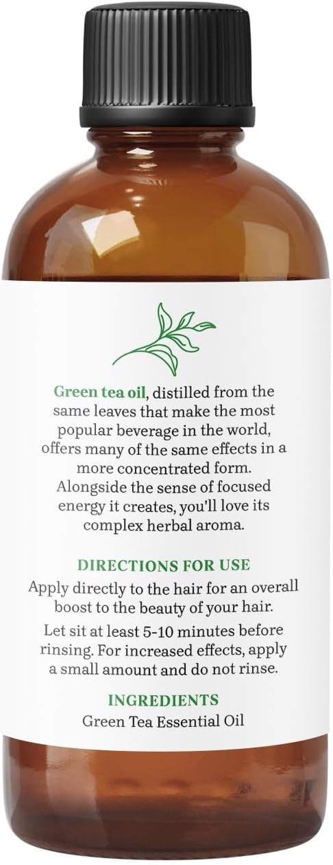Aceite esencial de té verde  Aceite esencial 100% sin diluir de grado premium  para aromaterapia, jabones, lociones y velas  Vegano y libre de
