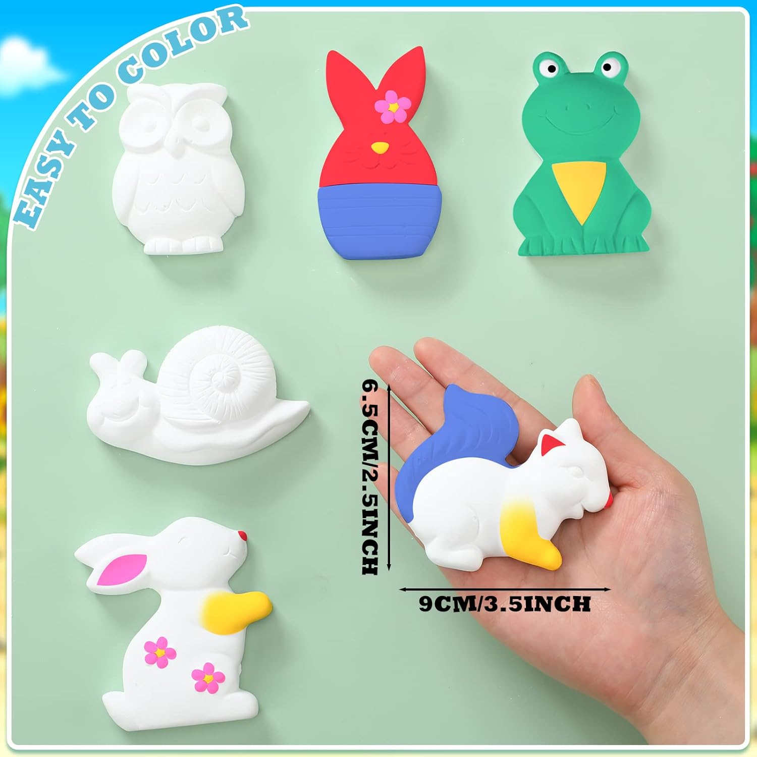 Juego de 12 juegos de arte y manualidades para niños, sin pintar, figuras de cerámica para pintar tus propias figuras con 12 imanes, 2 pinceles y 1