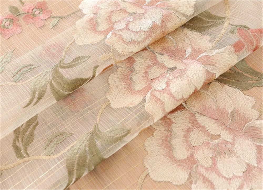 Cortina de gasa con diseño de flores en bordado europeo con ranura para cortinero Cortina romántica para ventana, para dormitorio o villa Permite el