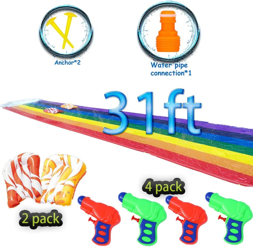 31f Slip Splash y tobogán acuático para niños y adultos, césped, patio trasero, al aire libre, Sprint carreras, toboganes acuáticos inflables con