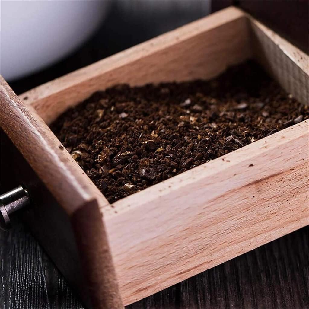 WFHTU – Molinillo de café manual, molinillo de mano de madera estilo vintage con cafetera francesa manual para el hogar