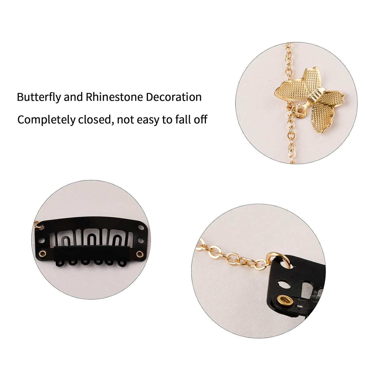 FRDTLUTHW Joyería de mariposa para trenzas, cadena de cabello dorada para mujeres y niñas (paquete de 2)