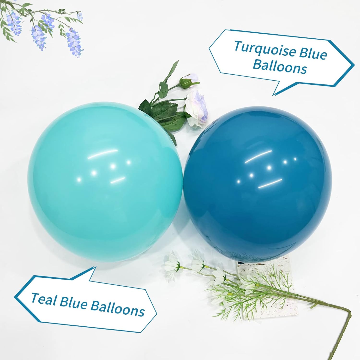 Janinus Kit de arco de guirnalda de globos azul turquesa de 12 pulgadas, 5 pulgadas, globos turquesa de diferentes tamaños, 80 unidades para baby