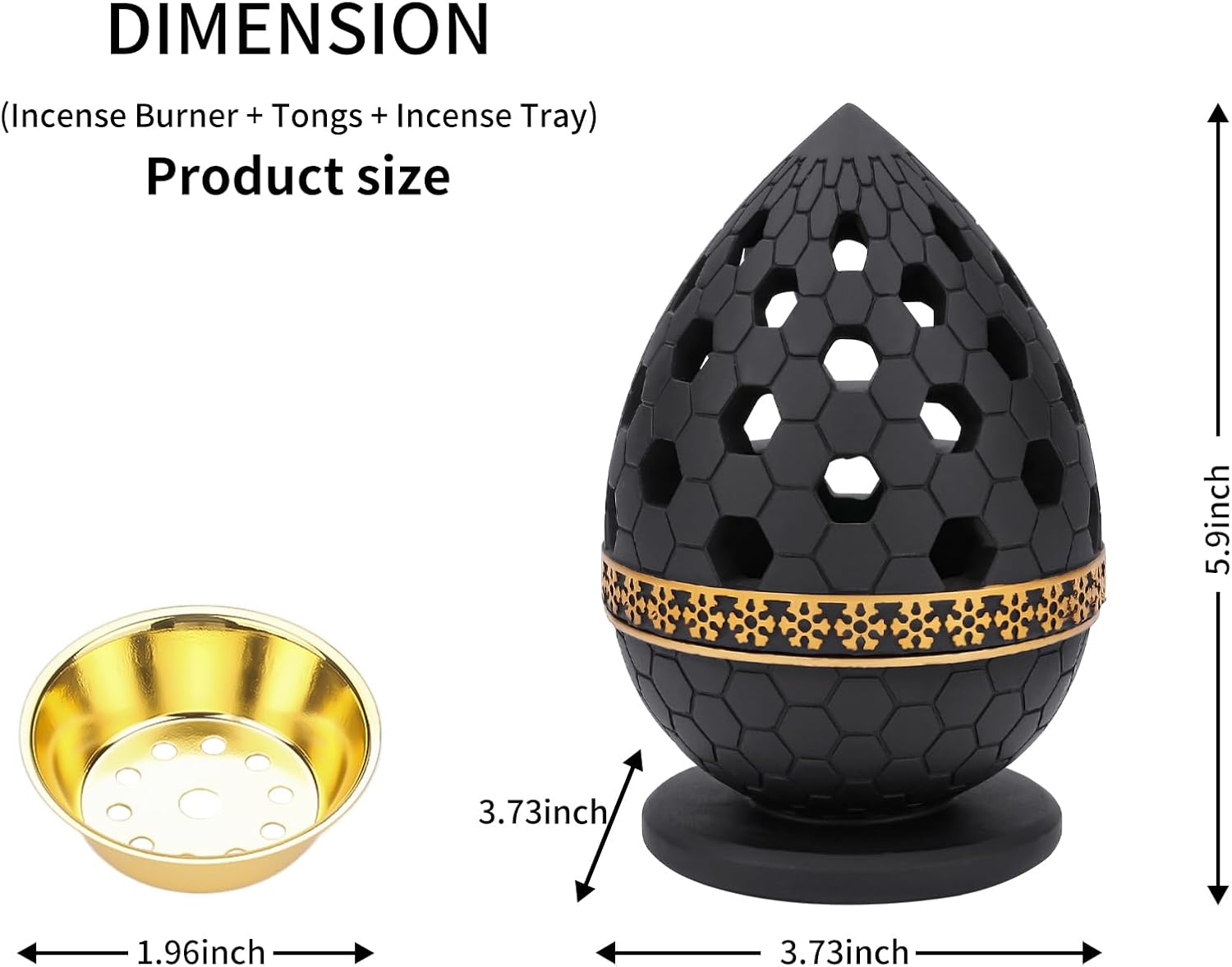 WURUIYANH Quemador de incienso de carbón, quemador de incienso de resina, para yoga, spa y aromaterapia, oficina y decoración del hogar (negro)