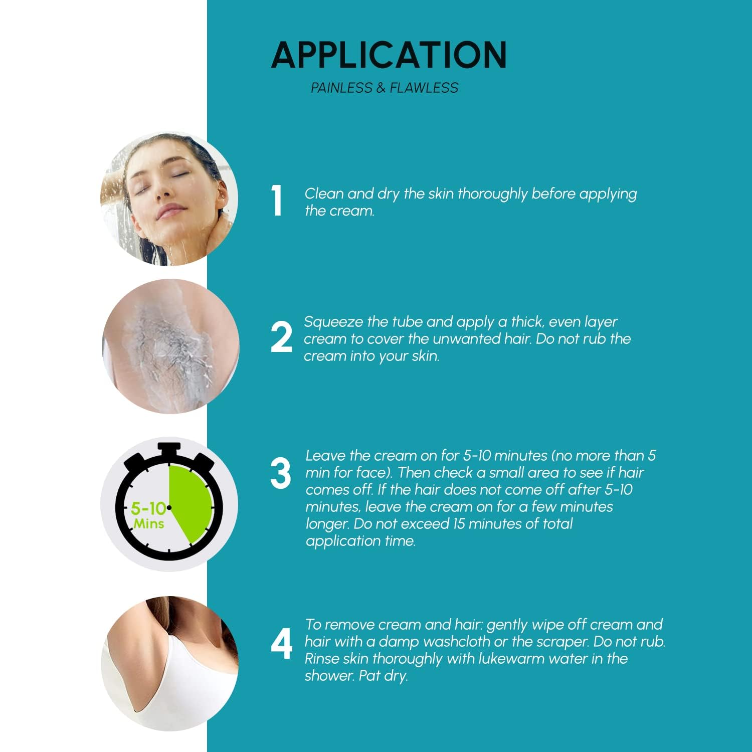 Crema depilatoria – Depilación rápida e indolora para una piel suave, dermatólogamente probada para áreas sensibles, crema depiladora para mujeres