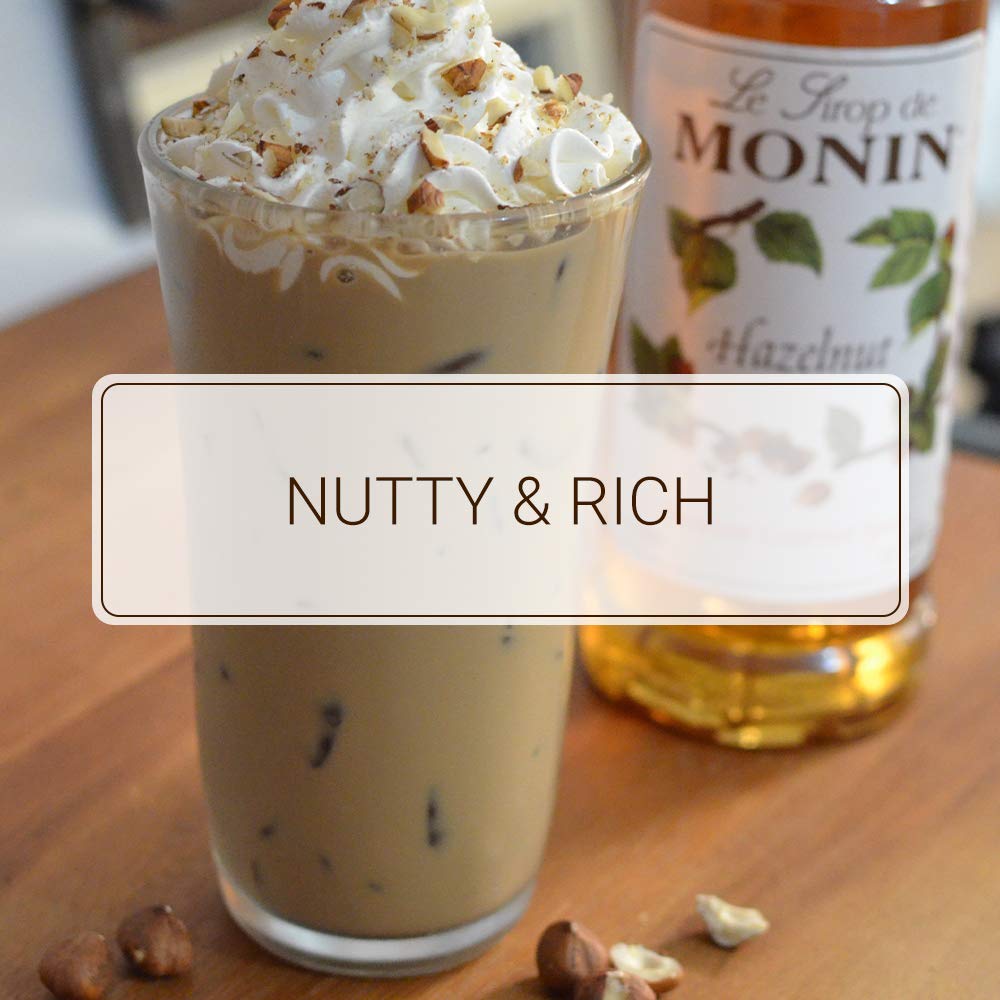 Monin – Jarabe de avellana, sabor a nuez de avellana caramelizada, sabores naturales, ideal para mocas, lattes, batidos, batidos y cócteles, sin