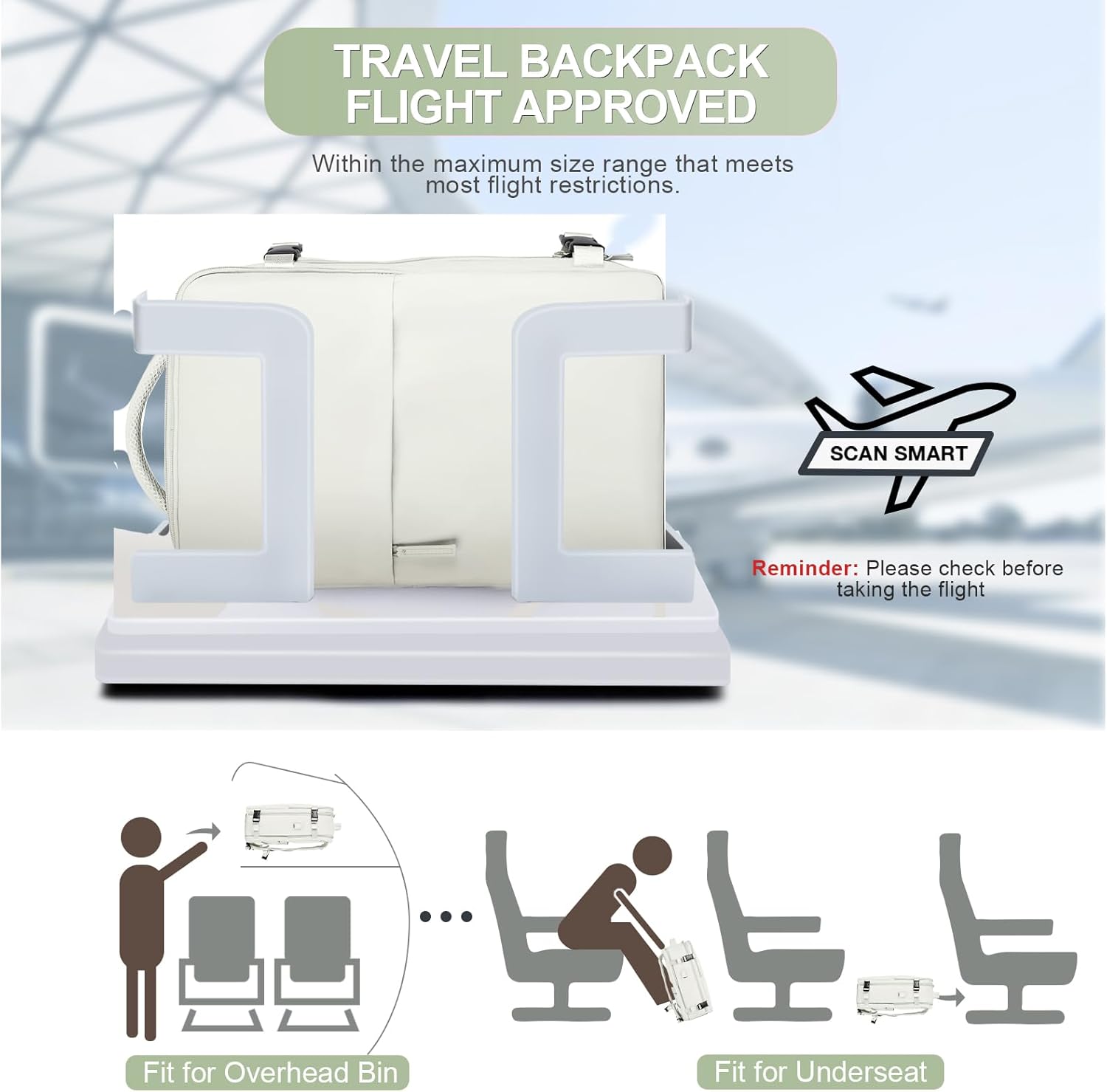 Mochila casual Mochila de viaje, B-media luna blanca, Mochilas Daypack