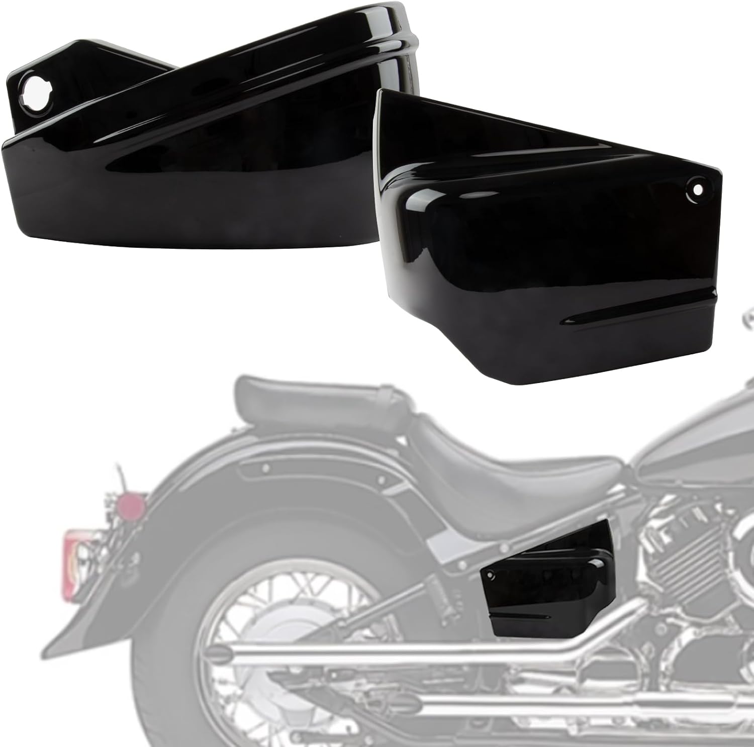 Cubiertas laterales de batería izquierda y derecha para motocicleta V Star 650 All Years V Star 650 Classic Custom y Silverado Negro