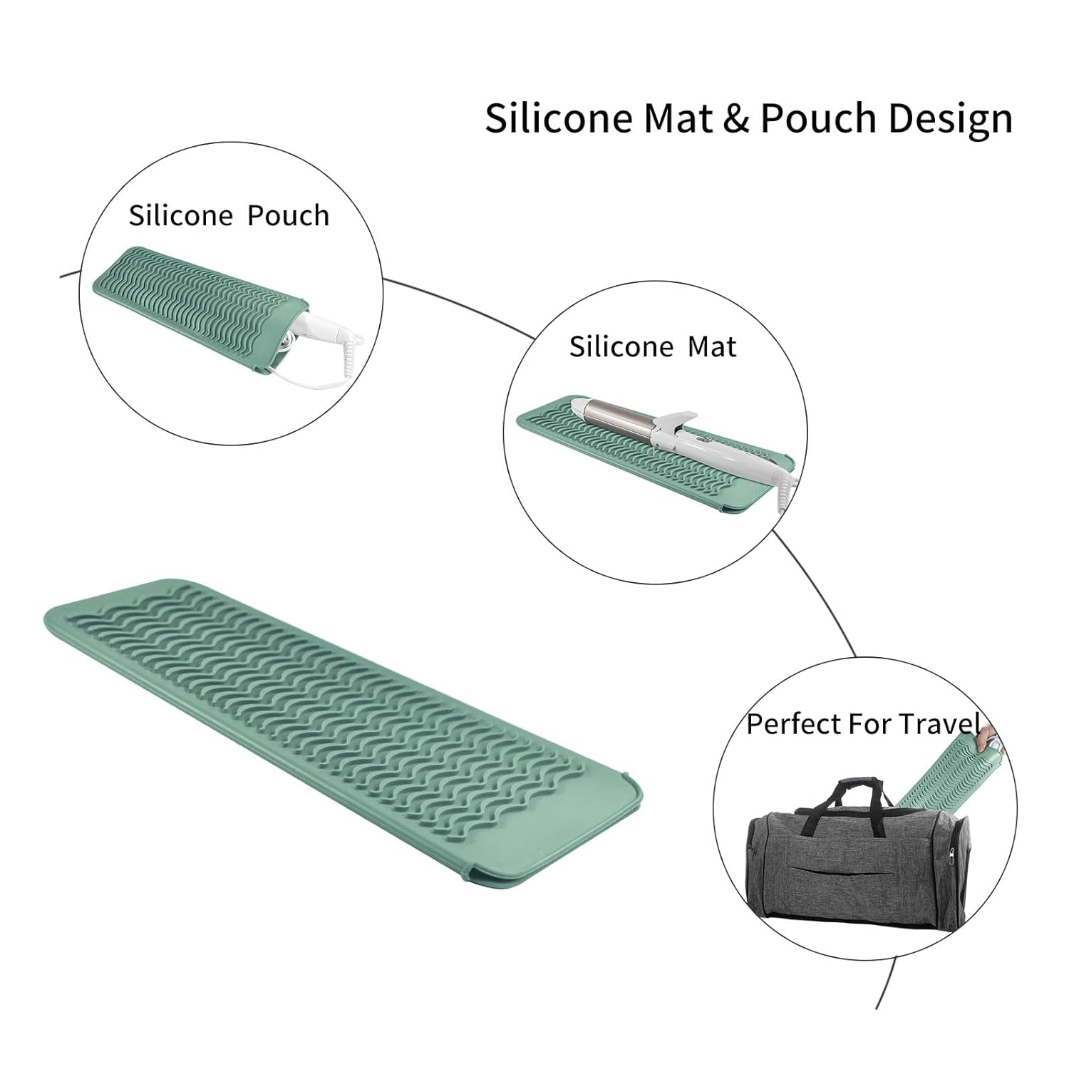 Bolsa de viaje de silicona resistente al calor para alisadora de cabello, plancha para prensar, rizador de pelo, varita rizadora de cabello, plancha
