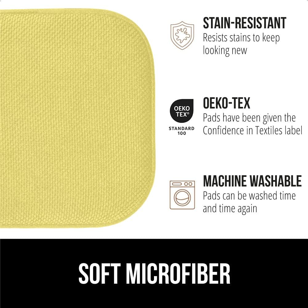 Gorilla Grip – Cojines de espuma viscoelástica para silla, de microfibra, se mantienen en su lugar, juego de 4, 16 x 16 pulgadas, amarillo