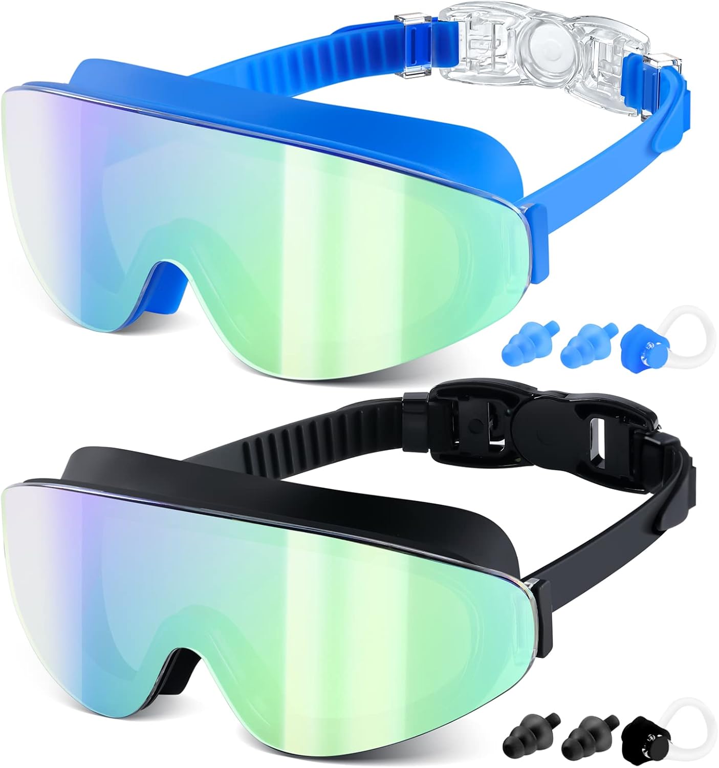 MAMBAOUT Gafas de natación para niños de 6 a 12 años, paquete de 2 gafas sin marco para nadar, antiempañamiento, impermeables, niños y niñas