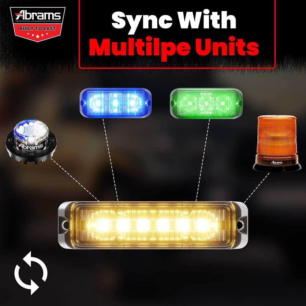 Abrams Serie Flex (ámbarámbar) 18W – 6 LED grúa vehículo de construcción de grille LED cabeza superficie montaje en superficie luz estroboscópica