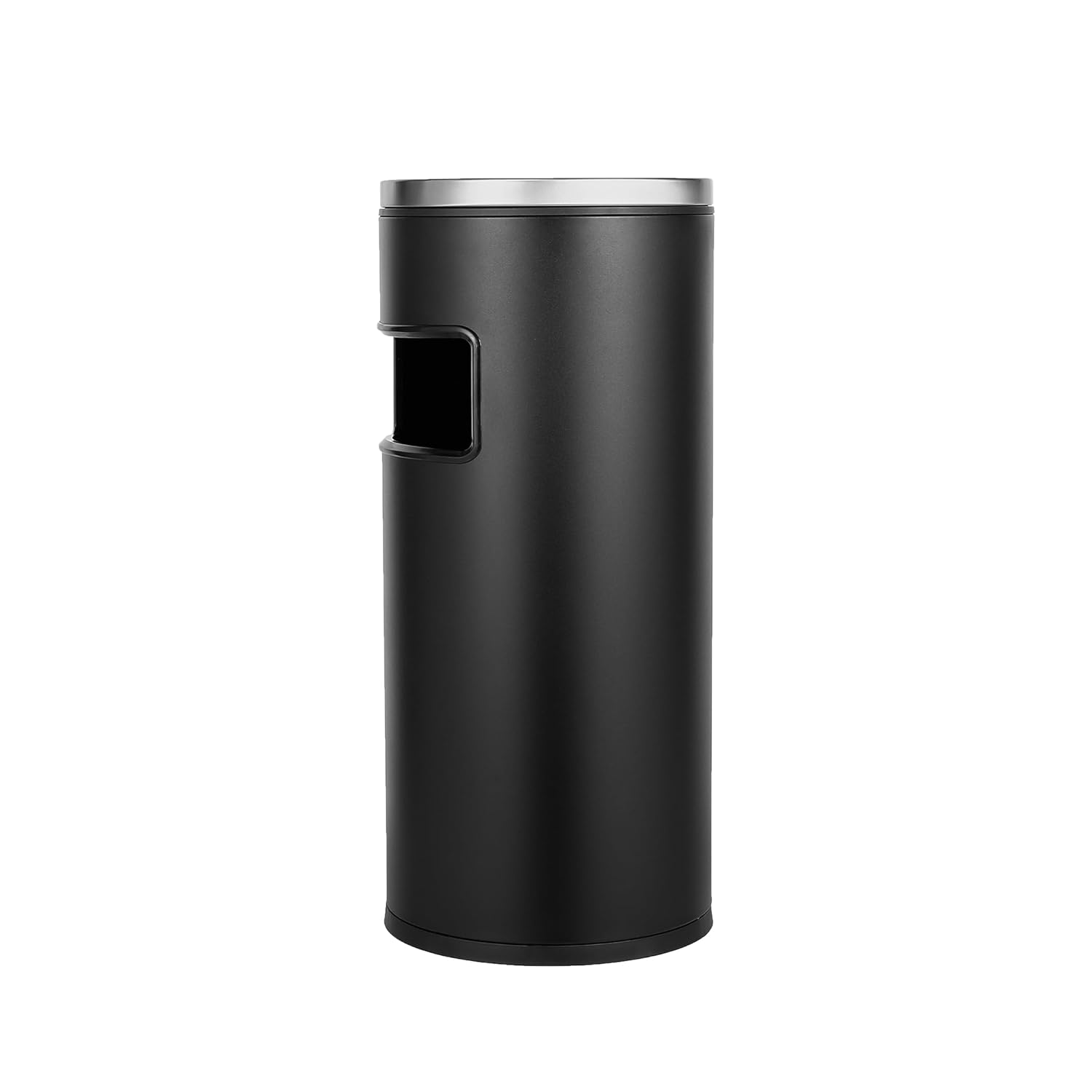 BEAMNOVA Bote de basura al aire libre con tapa, contenedor de basura comercial negro de acero inoxidable para patio, garaje interior, contenedor de
