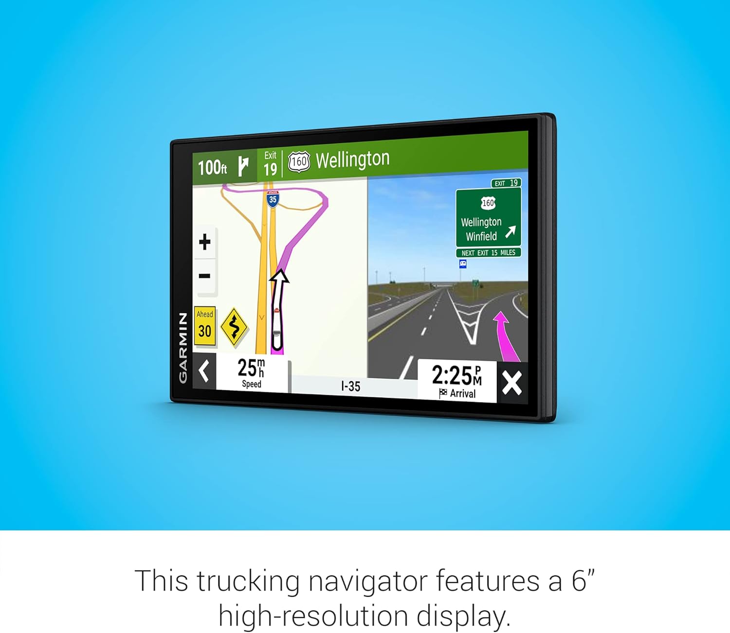 Garmin dzl OTR610, navegador GPS grande y fácil de leer para camiones de 6 pulgadas, enrutamiento personalizado para camiones, imágenes satelitales