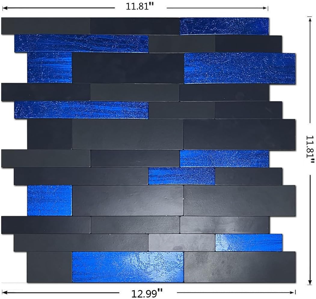 XUANINY 10 hojas de azulejos metálicos para salpicaduras en muro, autoadhesivas, aluminio 3D, paneles de pared para cocina, baño, dormitorio, sala