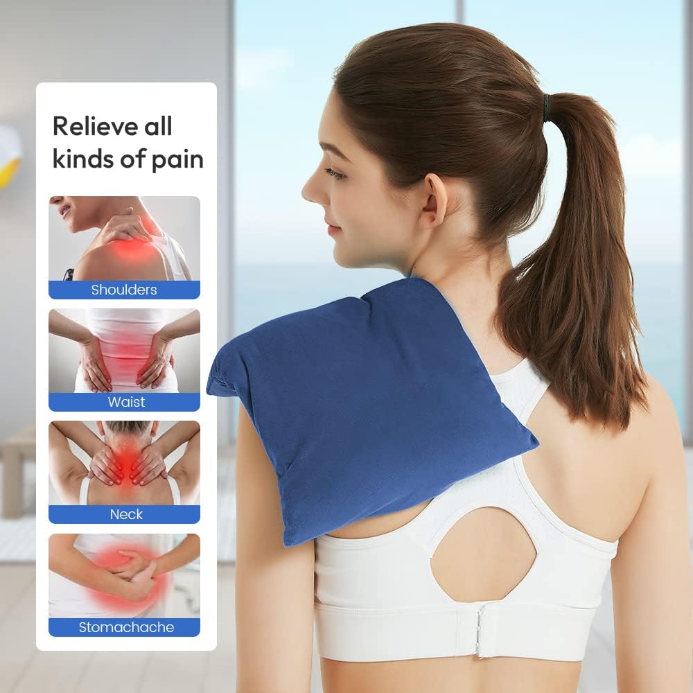 Almohadilla térmica para microondas con funda lavable, 8 x 12 pulgadas, almohadilla térmica multiusos para microondas para cuello y hombros, bolsa