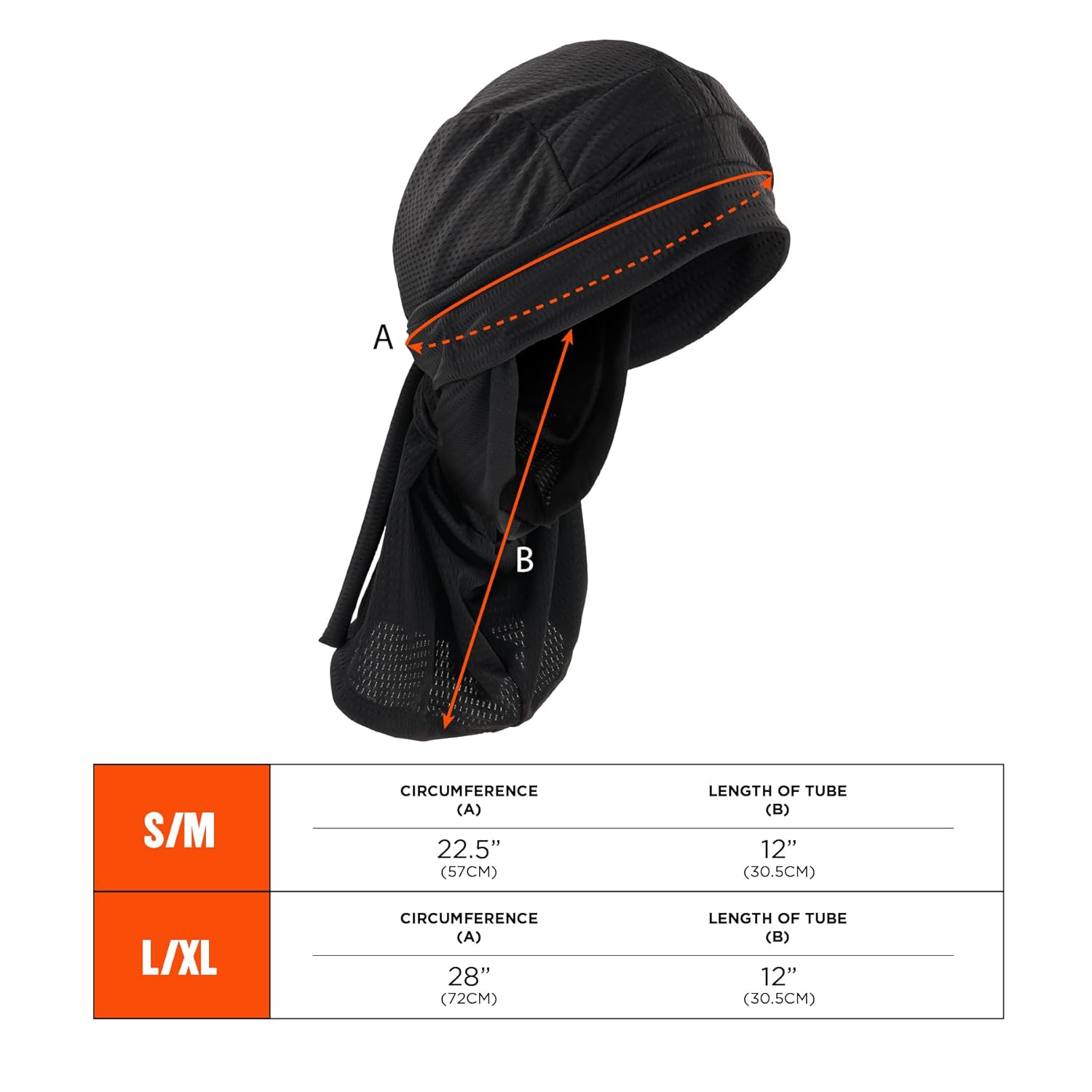 Ergodyne Skullerz 8941 – Tubo de malla para rastas y tapa de tope, color negro, L-XL