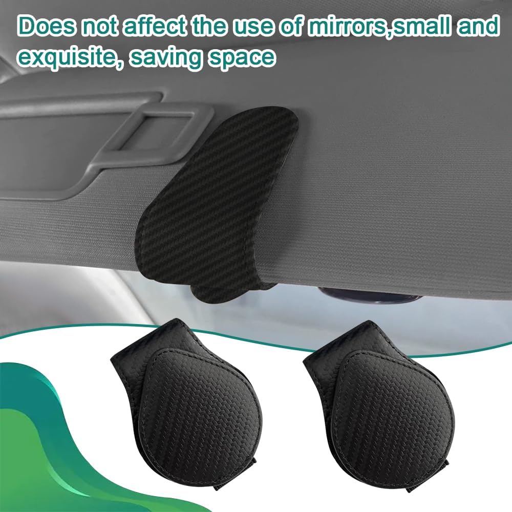 ASUBHA 2 soportes para lentes de sol para visera de automóvil, clip magnético de cuero para gafas, soporte para lentes de sol y clip para tarjeta de