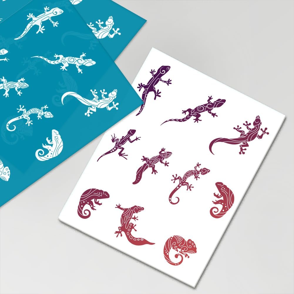 OLYCRAFT Plantillas de arcilla de 4 x 5 pulgadas, pantalla de seda con patrón de lagarto pequeño para plantillas de pantalla de seda de polímero,