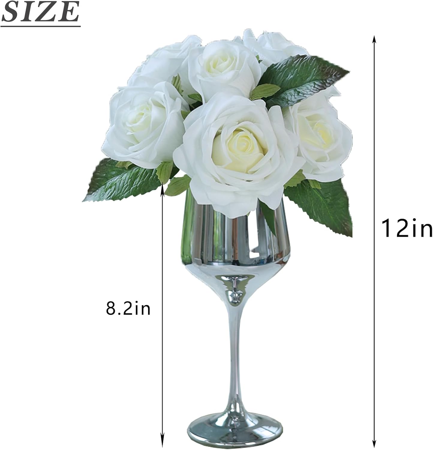 FOTEEWL Flores artificiales de tacto real con jarrón, rosas de seda falsas en jarrón, ramo de arreglos florales de imitación para decoración de mesa