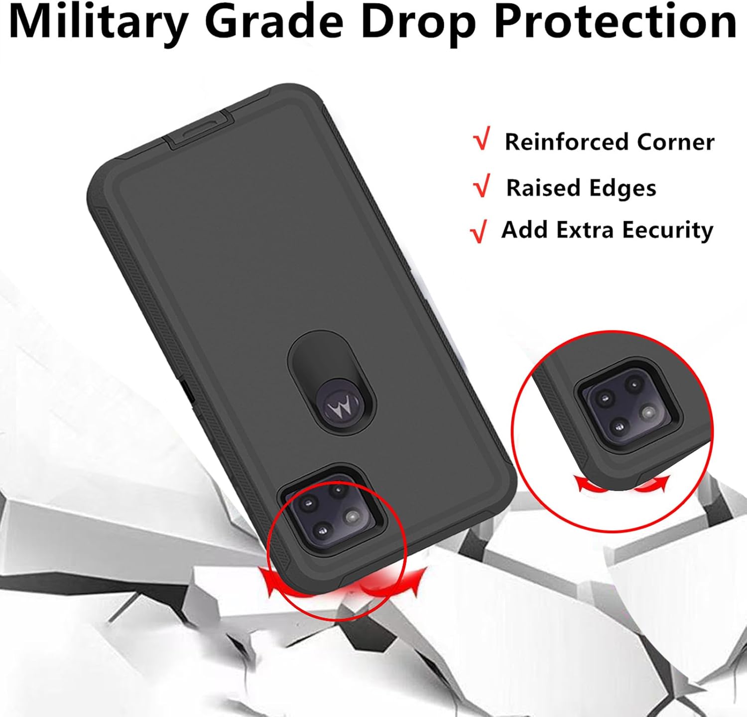 Funda para Motorola Moto One 5G Ace, Defender Case Soft TPU Hard PC Heavy Duty a prueba de golpes a prueba de polvo 3 en 1 cubierta de teléfono para