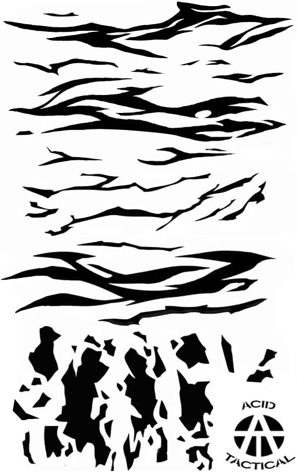 Acid Tactical Paquete de 2 plantillas de pintura en aerosol para aerógrafo de camuflaje de diseño único de 9 x 14 pulgadas, pistola Duracoat Cerakote