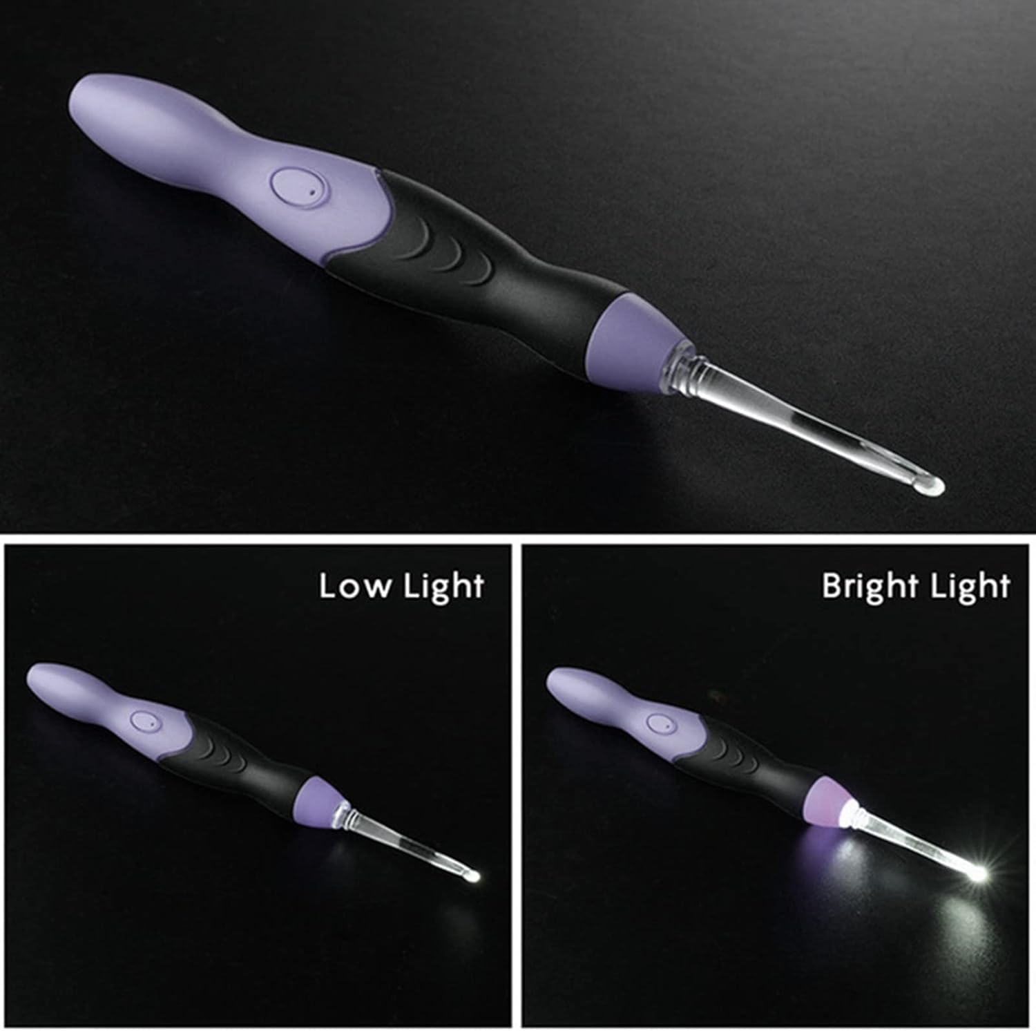 Juego de ganchos de ganchillo de conteo digital, ganchos de ganchillo ergonómicos con luz LED y contador de puntadas digital, kit de tejido para