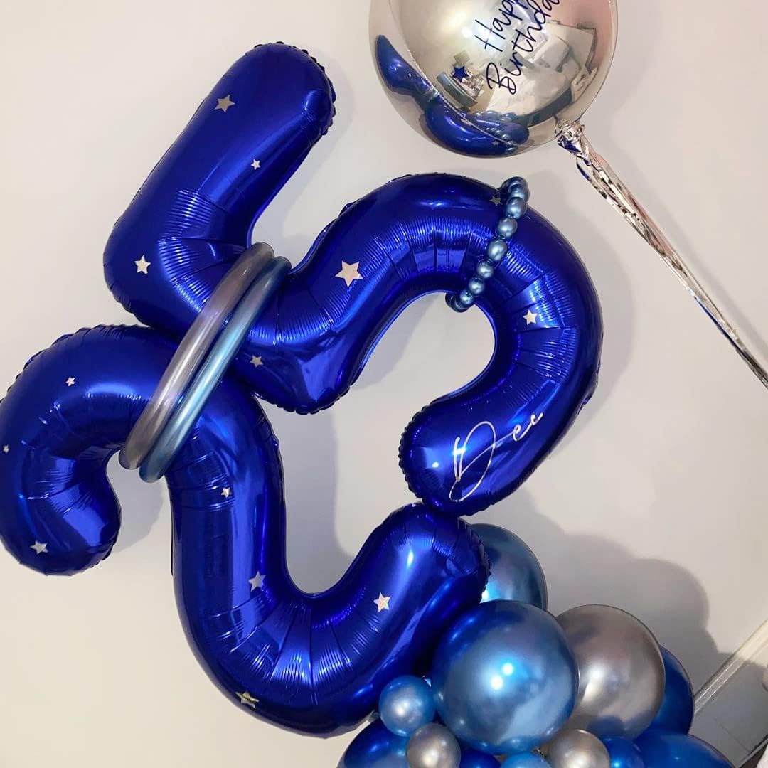 Globos de color azul marino del número 25, globos de cumpleaños de 40 pulgadas, globos de cumpleaños de 25 o 52 globos grandes de aluminio de Mylar