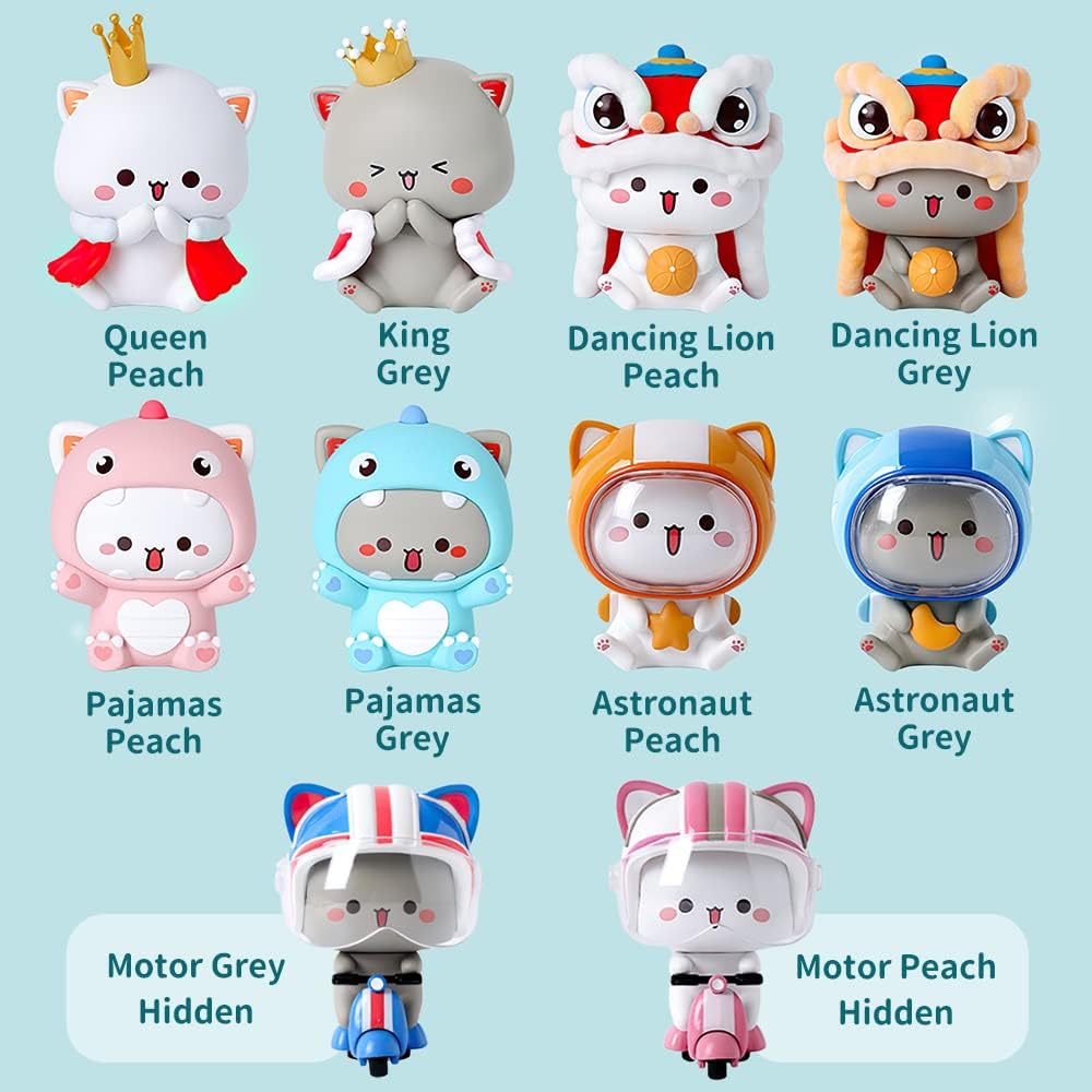 BEEMAI Mitao Cat with Love Series 8 piezas de diseño aleatorio lindas figuras coleccionables regalo de cumpleaños (juego completo)