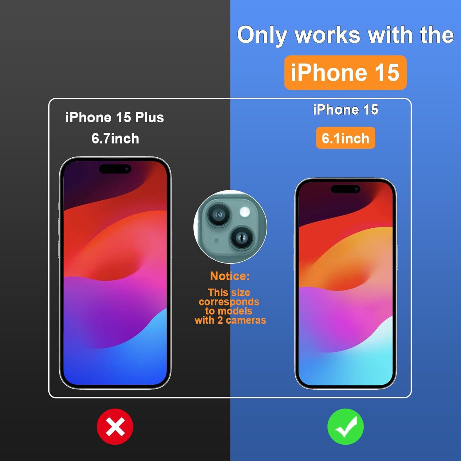 Protector de pantalla de privacidad mate para iPhone 15 de 6.1 pulgadas con protector de lente de cámara, cobertura completa, antirreflejos,