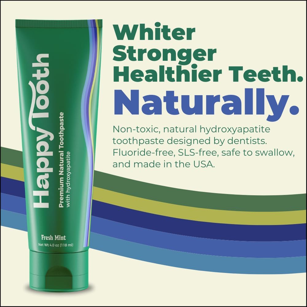 Pasta de dientes natural de hidroxiapatita – Sin flúor, sin SLS – Blanqueamiento para dientes sensibles – Ingredientes naturales – Formulado y